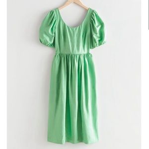 & Other Stories Silk green voluminous midi dress